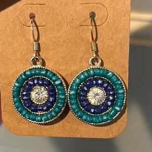 Turquoise and Blue Beaded Earrings